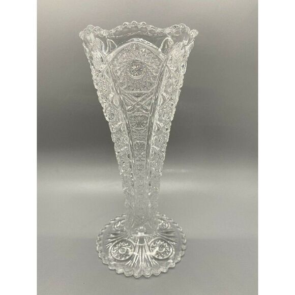 Vintage Imperial Glass Vase Daisy and Button Cut Sawtooth‎ Edge 1950s - Picture 1 of 4